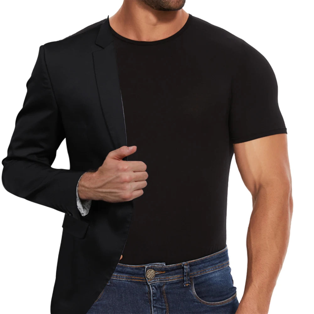 Body Moldeador de Manga Corta para Hombre – Control de Barriga y Entrenador de Cintura