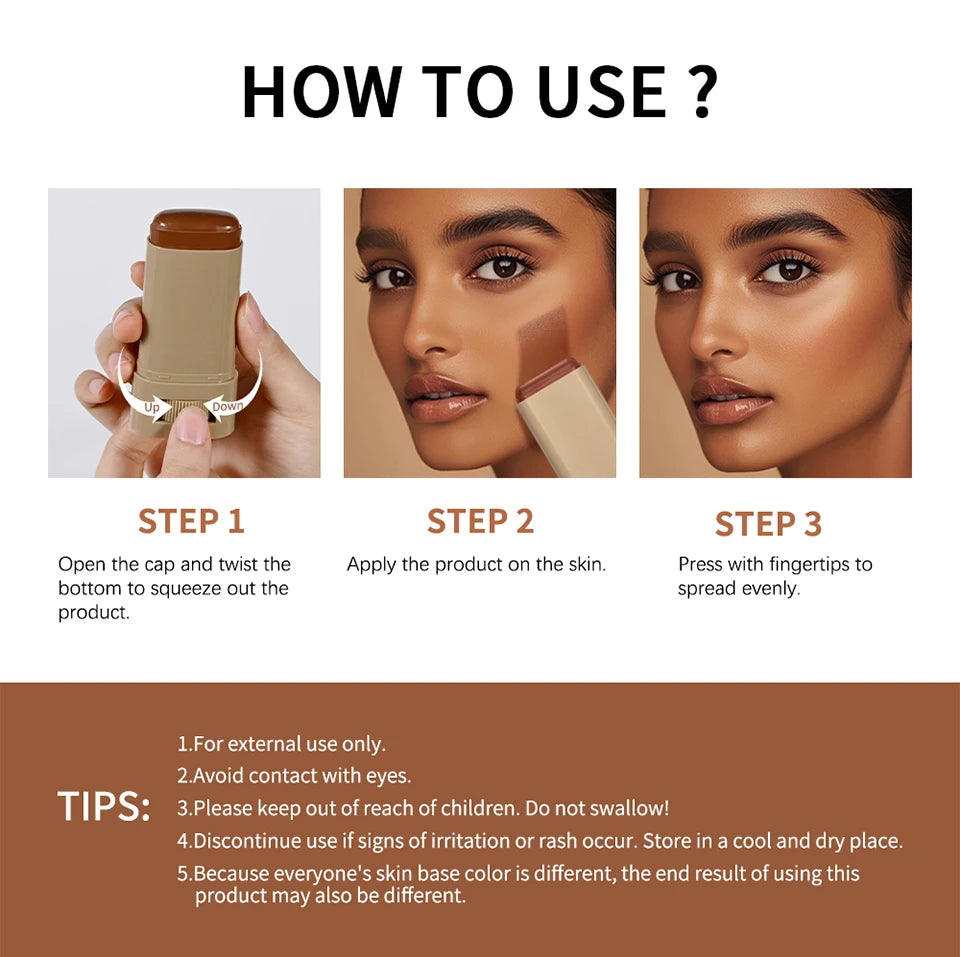 Base en Barra con Sérum – 6 Tonos, Alta Cobertura, Hidratante e Iluminadora