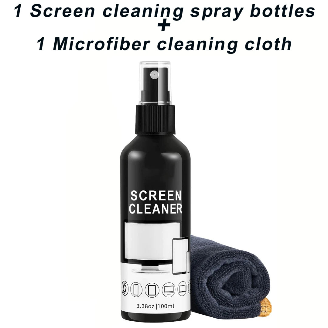 Kit de Limpieza de Pantallas - Spray Limpiador de Vidrio y Paño de Microfibra, Apto para una Variedad de Vidrios, Lentes de Cámara