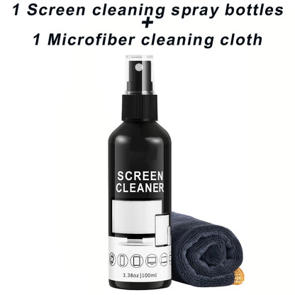 Kit de Limpieza de Pantallas - Spray Limpiador de Vidrio y Paño de Microfibra, Apto para una Variedad de Vidrios, Lentes de Cámara