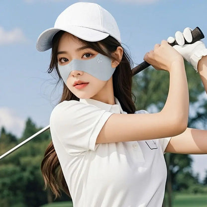 Summer Elastic Ice Silk Mask, UV Protection, Thin Eye Patches, Solid Color Sun Protection Veil, Riding Golf Face Mask