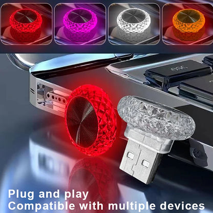 Portable USB Car Ambient Light, Mini LED Decorative Car Interior Atmosphere Lamps, Ambient Light, Computer Light, Plug & Play