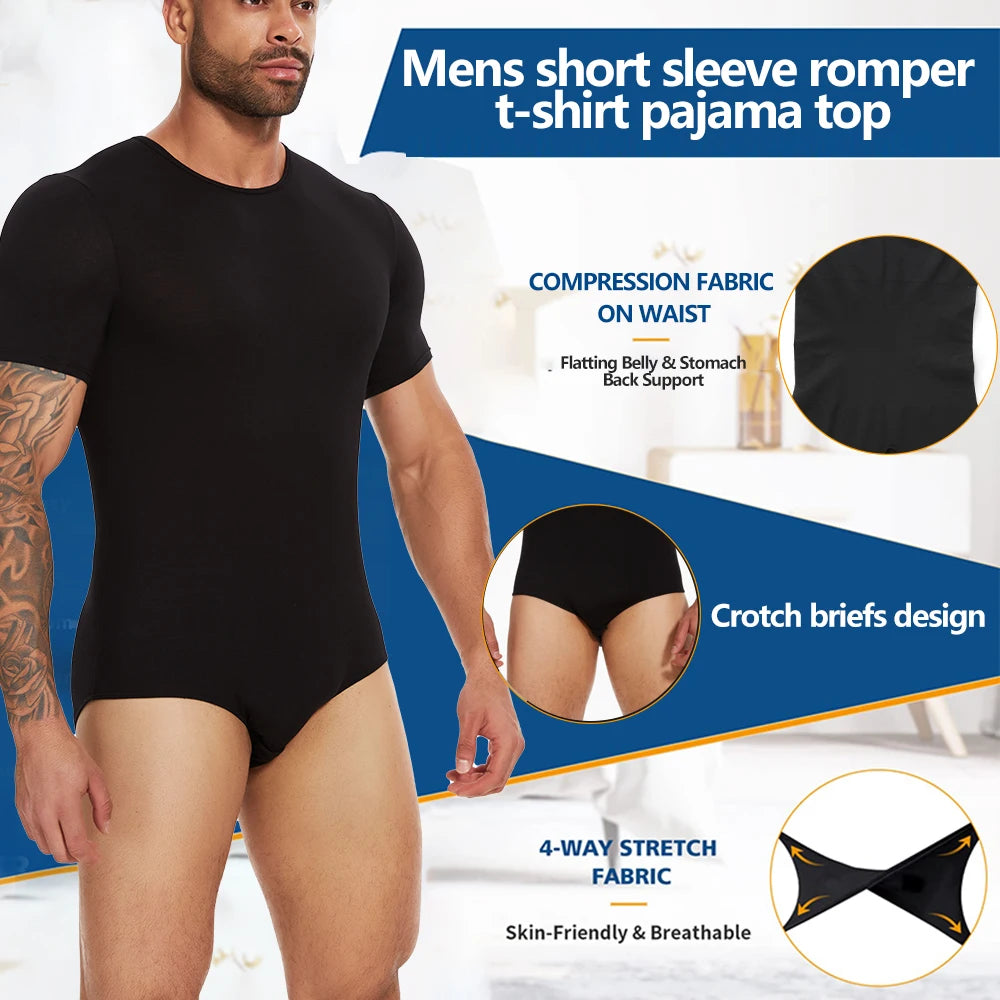 Body Moldeador de Manga Corta para Hombre – Control de Barriga y Entrenador de Cintura