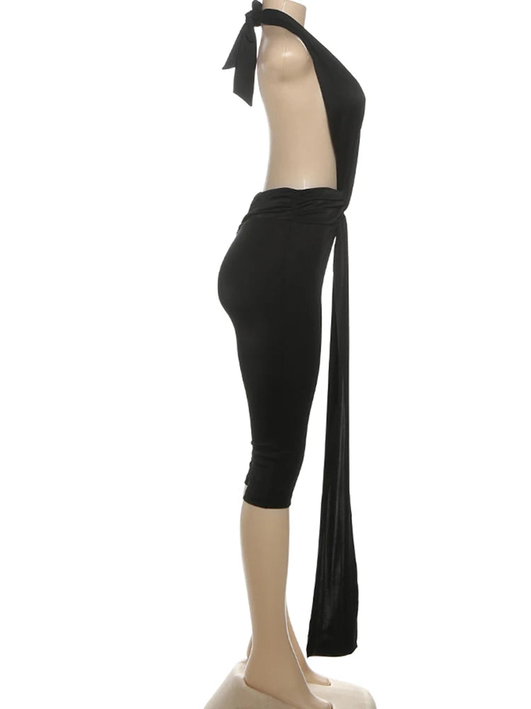 Strange Cat Patchwork Halter Romper Women Sleeveless Ribbon Elastic Backless Workout Activewear Midnight Activity Skinny Jumpsuits