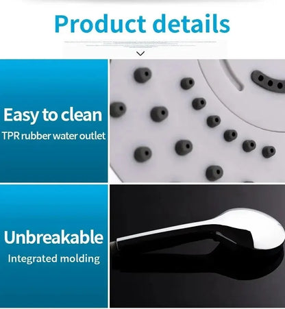 Pressurized Handheld Shower Head Set for Bathroom, Shower Nozzle, Large Water Outlet, 5 Modes, Universal Fit, Water Saving