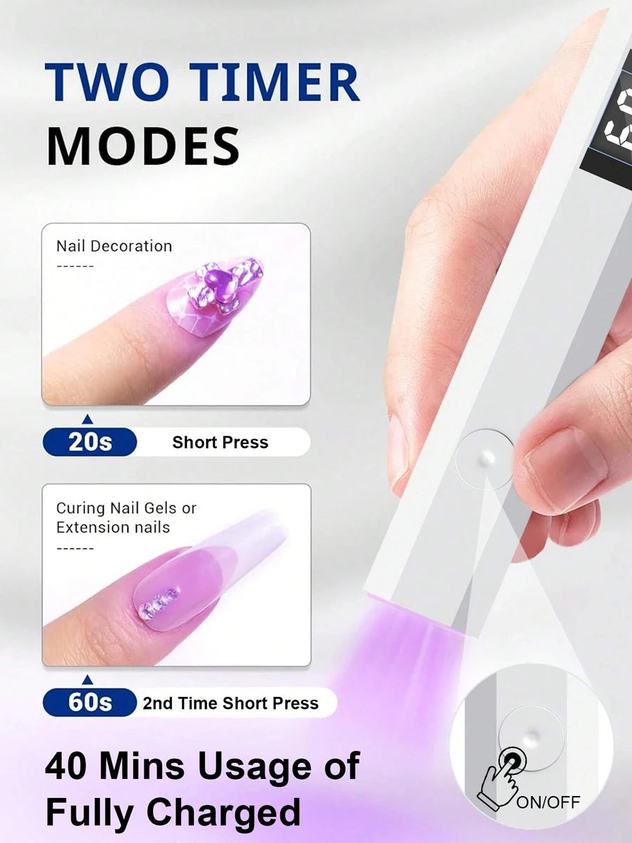 LINMANDA Mini Handheld UV Nail Light for Gel Nails Portable UV Nail Lamp Rechargeable LED Nail Lamp for Nails Desktop Holder for Nail Art
