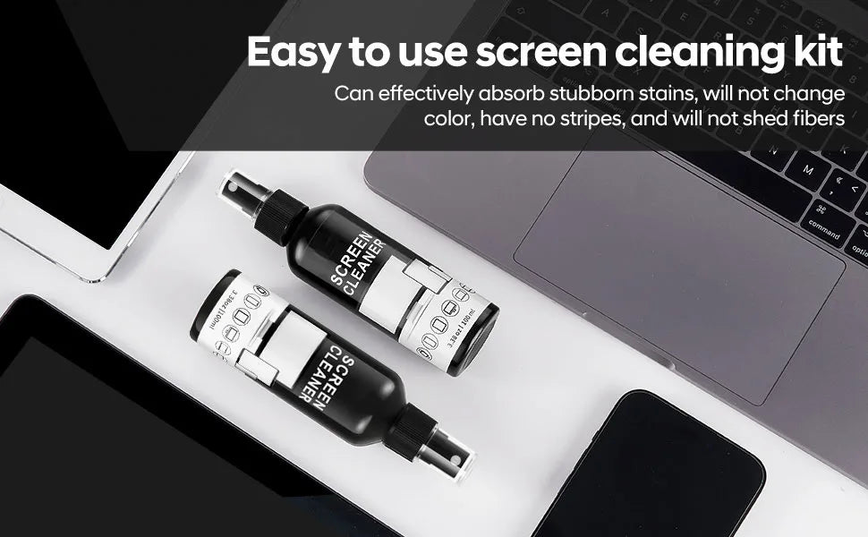 Kit de Limpieza de Pantallas - Spray Limpiador de Vidrio y Paño de Microfibra, Apto para una Variedad de Vidrios, Lentes de Cámara