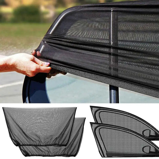 Parasol para ventana lateral trasera de coche, protección UV, malla para evitar mosquitos, sol, protección de privacidad, cortina plegable, 2 uds.