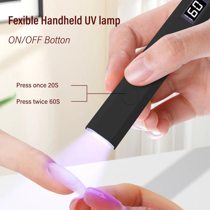 LINMANDA Mini Handheld UV Nail Light for Gel Nails Portable UV Nail Lamp Rechargeable LED Nail Lamp for Nails Desktop Holder for Nail Art