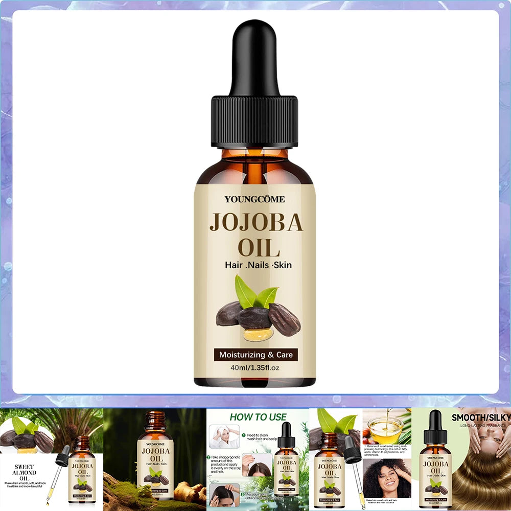 Aceite de jojoba orgánico, aceite hidratante puro para rostro, cabello, piel y uñas |   Relaxador de cabello con aceite portador sin hexano prensado en frío natural