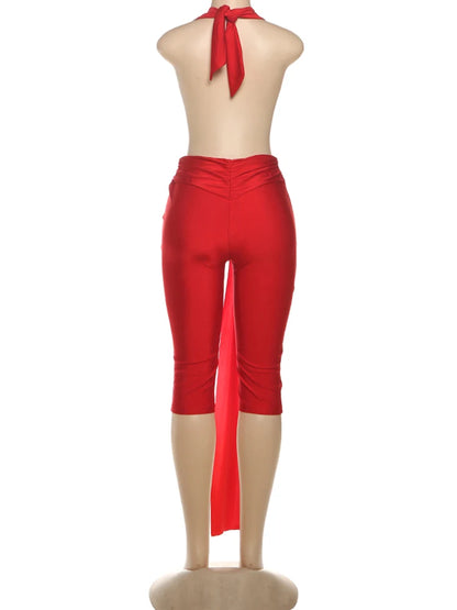 Strange Cat Patchwork Halter Romper Women Sleeveless Ribbon Elastic Backless Workout Activewear Midnight Activity Skinny Jumpsuits