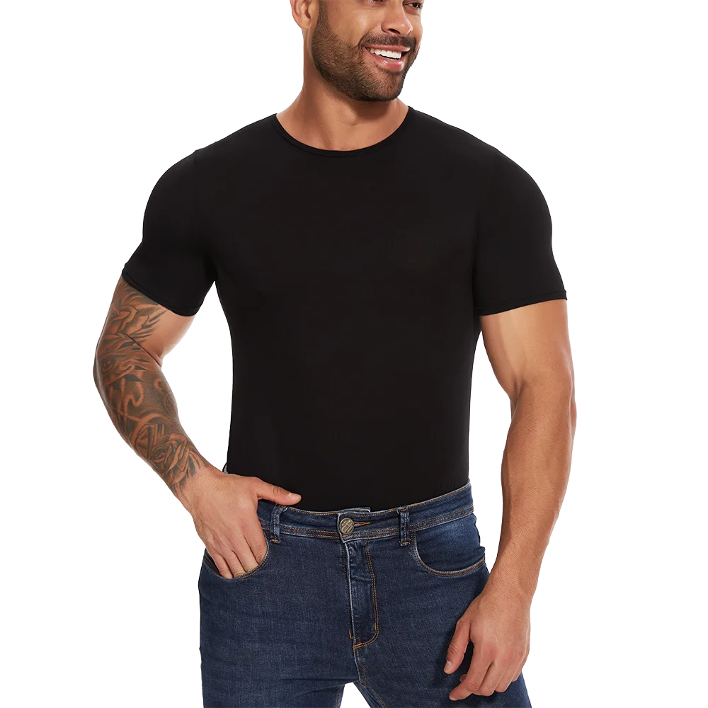 Body Moldeador de Manga Corta para Hombre – Control de Barriga y Entrenador de Cintura