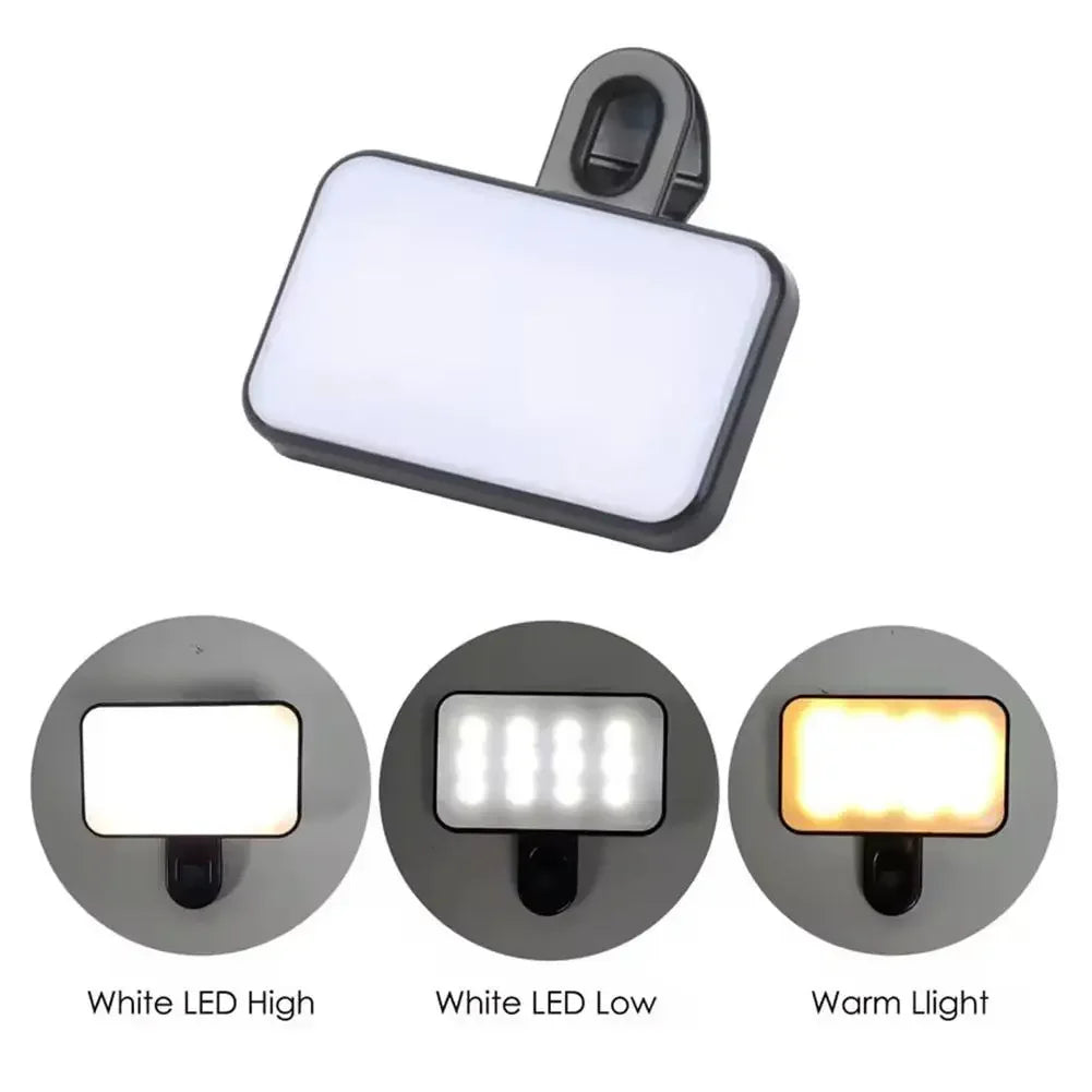 Mini Portable Selfie Fill Light, Rechargeable, 3 Adjustable Brightness Modes, Mobile Phone Clip, Makeup, Computer Fill Light