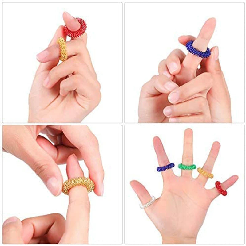 Anillos de Acupresión Fidget | Set 10 piezas | Alivio del Estrés para Adolescentes y Adultos