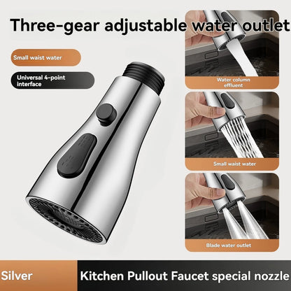 Boquilla rociadora para grifo extraíble de cocina, conexión de 1/2 ", 3 modos, ABS, ahorro de agua, lavabo de baño, cabezal rociador de ducha