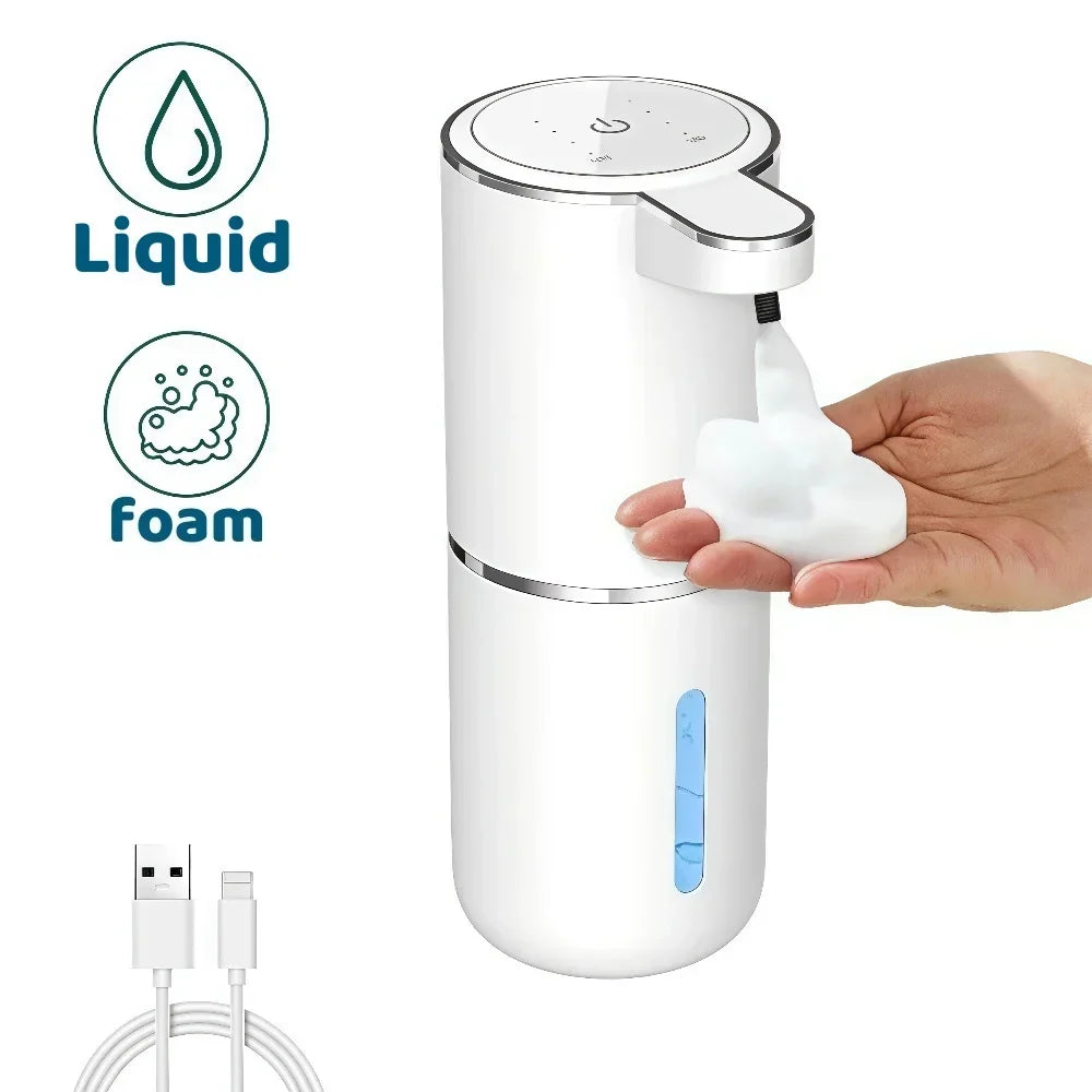 Dispensador automático de jabón líquido/Foma, dispensador eléctrico sin contacto, recargable por USB con sensor infrarrojo para baño, cocina