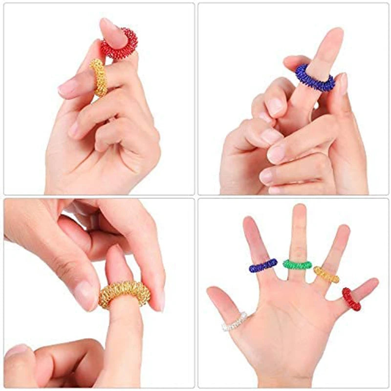 Anillos de Acupresión Fidget | Set 10 piezas | Alivio del Estrés para Adolescentes y Adultos