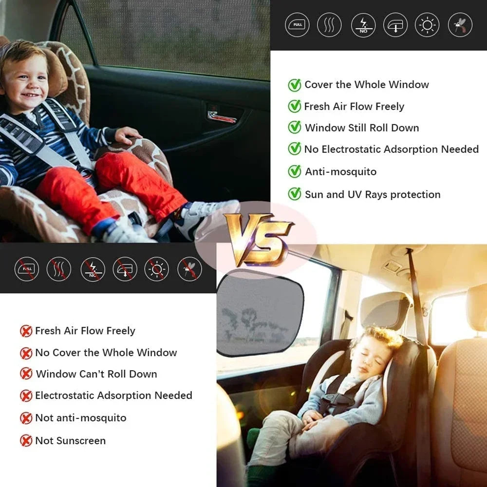Parasol para Ventana de Auto | Mosquitera UV Premium | Set de 2 o 4 Uds. para Sedán y SUV