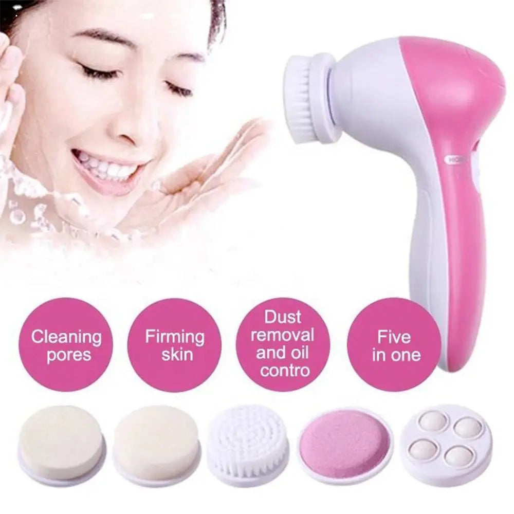 5-in-1 Electric Facial Cleanser, Facial Cleansing Brush, Washing Machine, Spa, Skincare, Massager, Blackheads, Facial Cleansing Tools