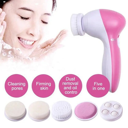 5-in-1 Electric Facial Cleanser, Facial Cleansing Brush, Washing Machine, Spa, Skincare, Massager, Blackheads, Facial Cleansing Tools