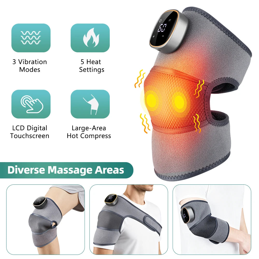 Masajeador de Rodilla 3 en 1 con Calefacción | Vibración Térmica para Rodilla, Codo y Hombro