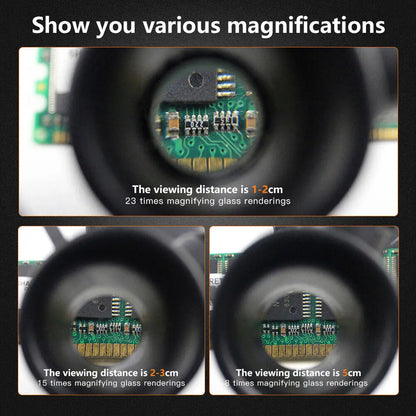 2XLED Watch Jewelry Repair Magnifier Head-mounted Headband Magnifying Glasses Adjustable Lens 8X 15X 23X