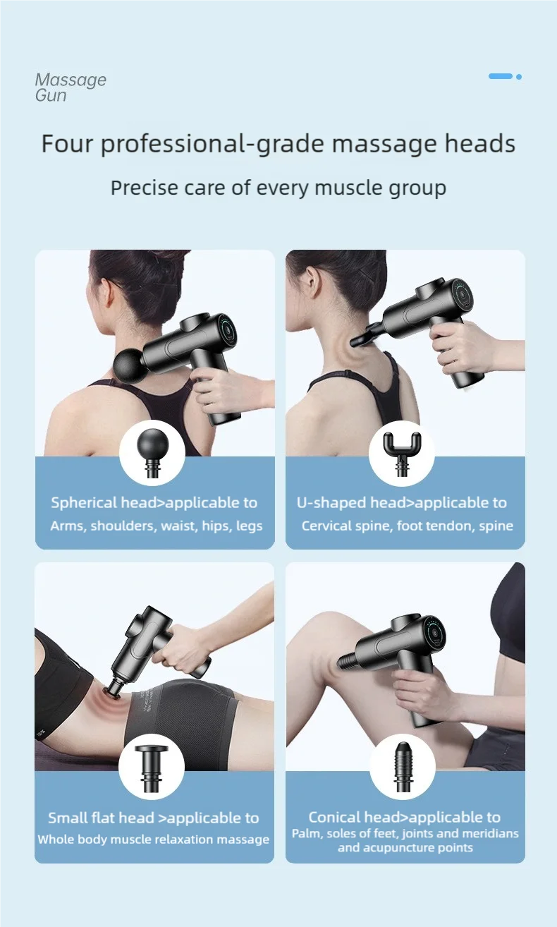 Pistola Fascial TINSOL Mini – 6 Cabezales, Tejido Profundo, LED