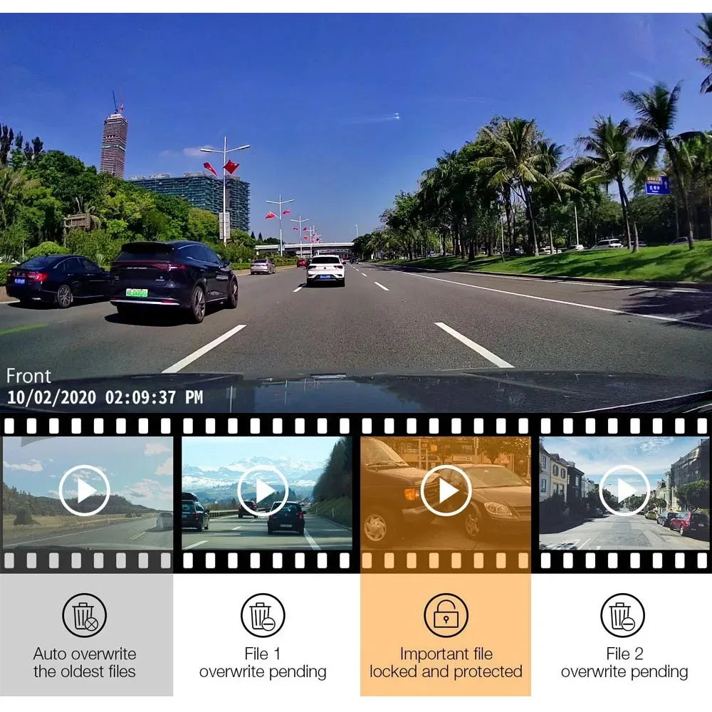 Cámara DVR para Coche WiFi | 4K 2160P / 2K 1600P | Monitor de Estacionamiento 24H | Control por App