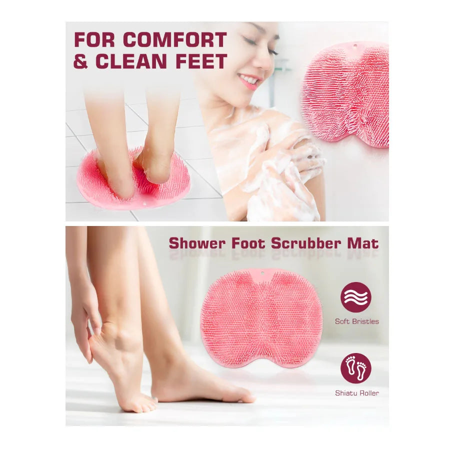 Tapete limpiador de pies para ducha, lavadora de espalda, almohadilla de baño exfoliante, ventosas deslizantes montadas en la pared para uso en hombres y mujeres limpiadores