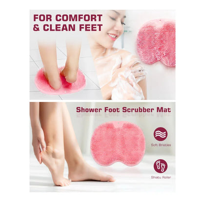 Tapete limpiador de pies para ducha, lavadora de espalda, almohadilla de baño exfoliante, ventosas deslizantes montadas en la pared para uso en hombres y mujeres limpiadores