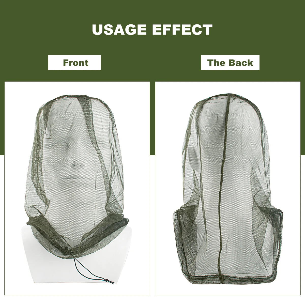1 unidad de malla Ultra grande y larga con agujeros Extra finos, mosquitera suave y duradera, mosquitera Premium, Protector facial para cabeza de insecto, gorra para acampar