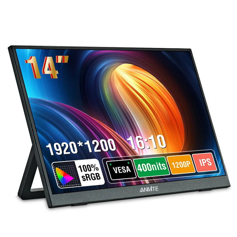 14-inch Portable Touch Monitor Optional Non-Touch 16:10 400cd/m2 Gaming Computer Expand Screen for XBox PS4/5 Switch Laptop