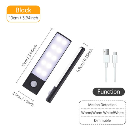 Wireless LED Night Light with Motion Sensor, USB Rechargeable Night Lamp for Wardrobe, Under Cabinet Lighting for Kitchen