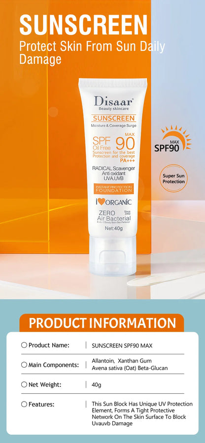Facial Body Sunscreen, Waterproof, SPF 90+ UV, Sunblock, Skin Protective Cream, Anti-sun Facial Protection Cream for the Beach