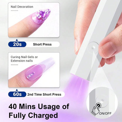 LINMANDA Mini Handheld UV Nail Light for Gel Nails Portable UV Nail Lamp Rechargeable LED Nail Lamp for Nails Desktop Holder for Nail Art