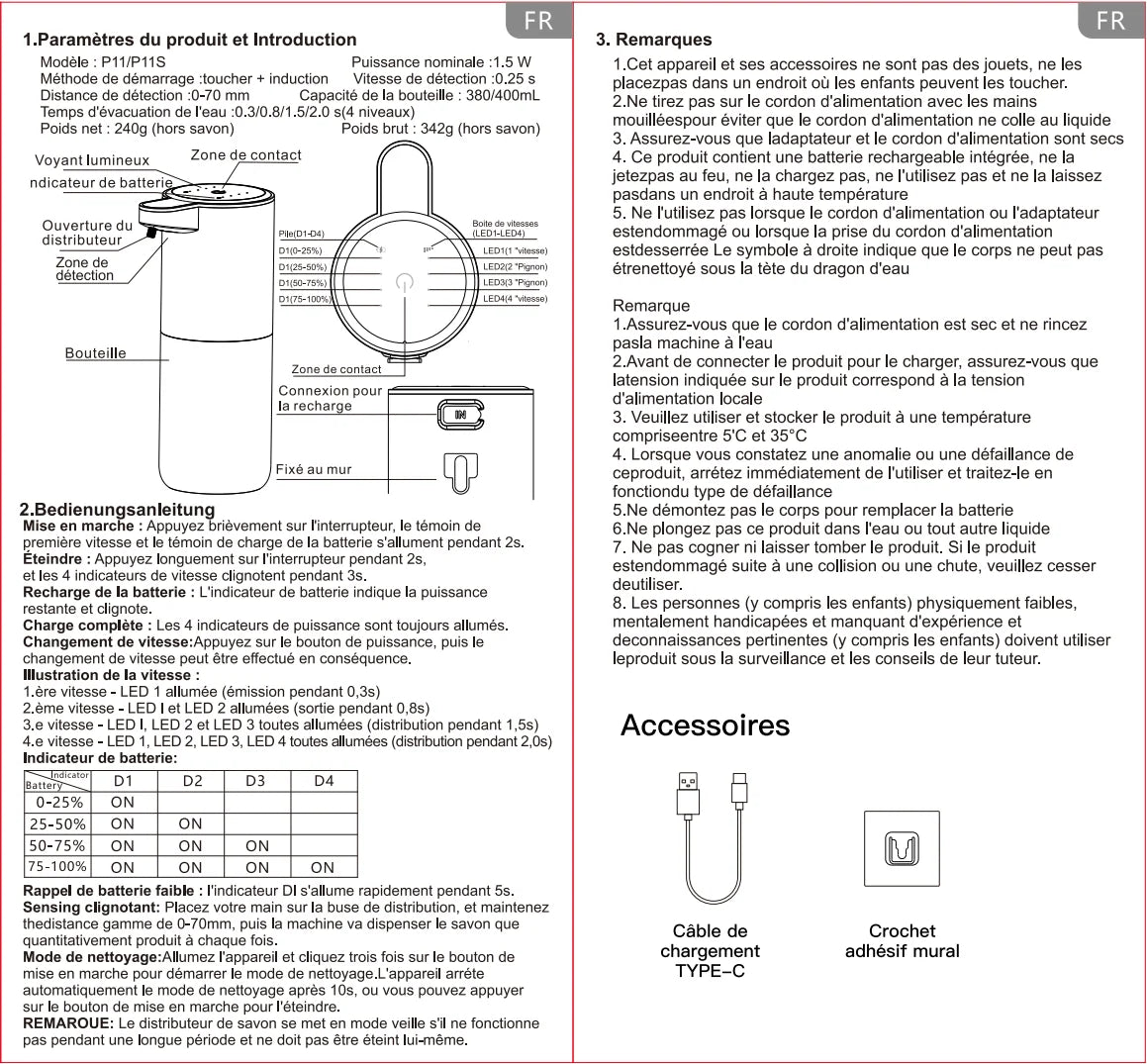 Dispensador automático de jabón líquido/Foma, dispensador eléctrico sin contacto, recargable por USB con sensor infrarrojo para baño, cocina