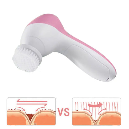 5-in-1 Electric Facial Cleanser, Facial Cleansing Brush, Washing Machine, Spa, Skincare, Massager, Blackheads, Facial Cleansing Tools