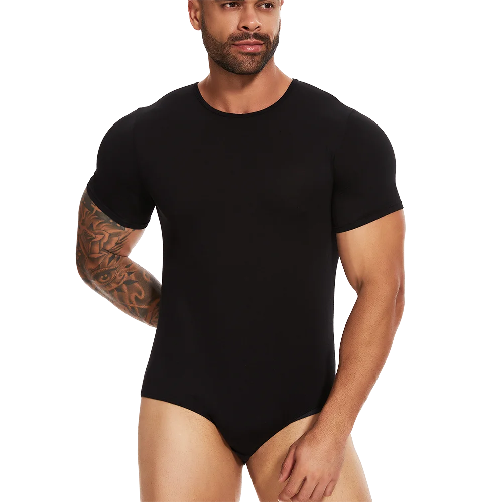 Body Moldeador de Manga Corta para Hombre – Control de Barriga y Entrenador de Cintura
