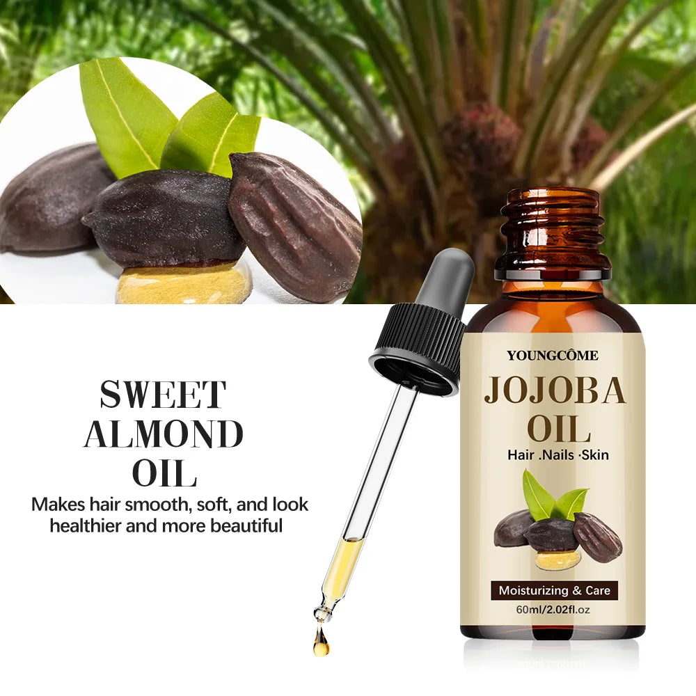 Aceite de jojoba orgánico, aceite hidratante puro para rostro, cabello, piel y uñas |   Relaxador de cabello con aceite portador sin hexano prensado en frío natural