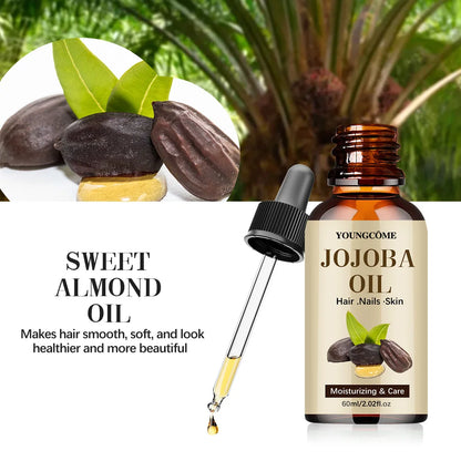 Aceite de jojoba orgánico, aceite hidratante puro para rostro, cabello, piel y uñas |   Relaxador de cabello con aceite portador sin hexano prensado en frío natural