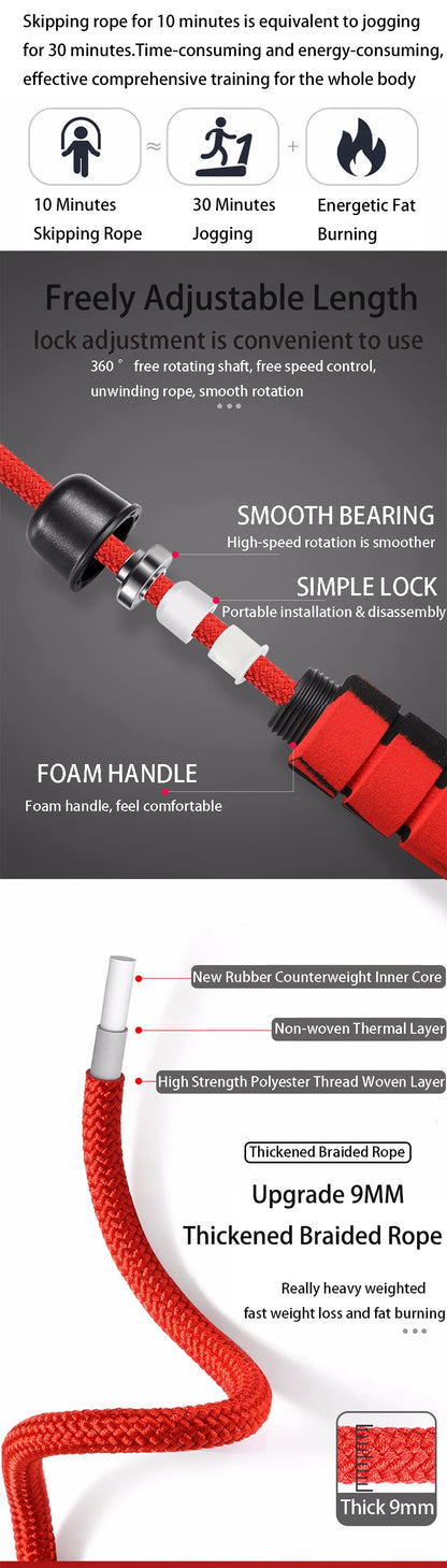 Cuerda para saltar, Crossfit, boxeo, cuerda para saltar pesada, asas de agarre de espuma para entrenamiento físico, entrenamiento de fuerza de resistencia