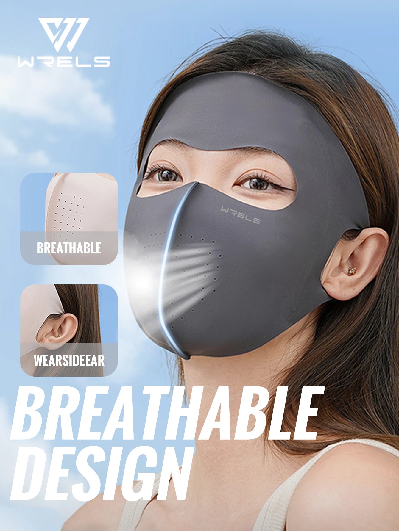 WRELS UV Protection Mask Ice Silk Sun Protection Mask Lightweight Breathable Cyclist Face Mask Anti-UV 400 Face Mask for Men and Women
