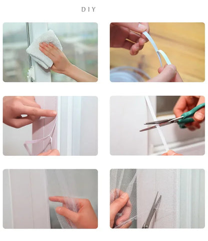 Mosquitera DIY para ventana de cama, textiles para el hogar, malla autoadhesiva para interiores, cortinas antiinsectos y mosquitera para jardín