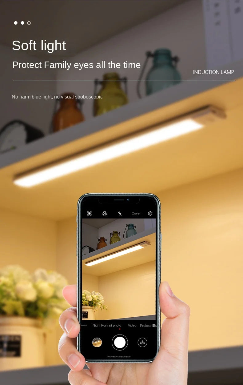 Wireless LED Night Light with Motion Sensor, USB Rechargeable Night Lamp for Wardrobe, Under Cabinet Lighting for Kitchen