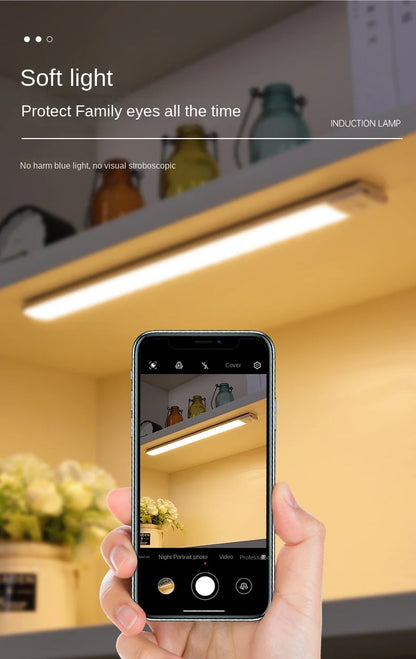 Wireless LED Night Light with Motion Sensor, USB Rechargeable Night Lamp for Wardrobe, Under Cabinet Lighting for Kitchen