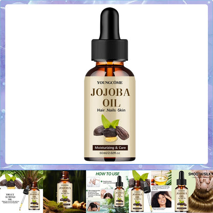 Aceite de jojoba orgánico, aceite hidratante puro para rostro, cabello, piel y uñas |   Relaxador de cabello con aceite portador sin hexano prensado en frío natural