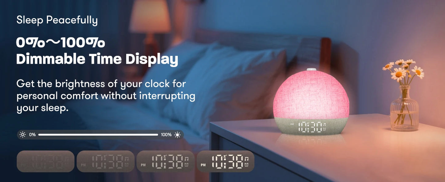 Despertador con Luz de Amanecer | 30 Sonidos, Luz RGB y Temporizador