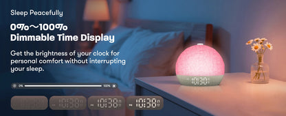 Despertador con Luz de Amanecer | 30 Sonidos, Luz RGB y Temporizador