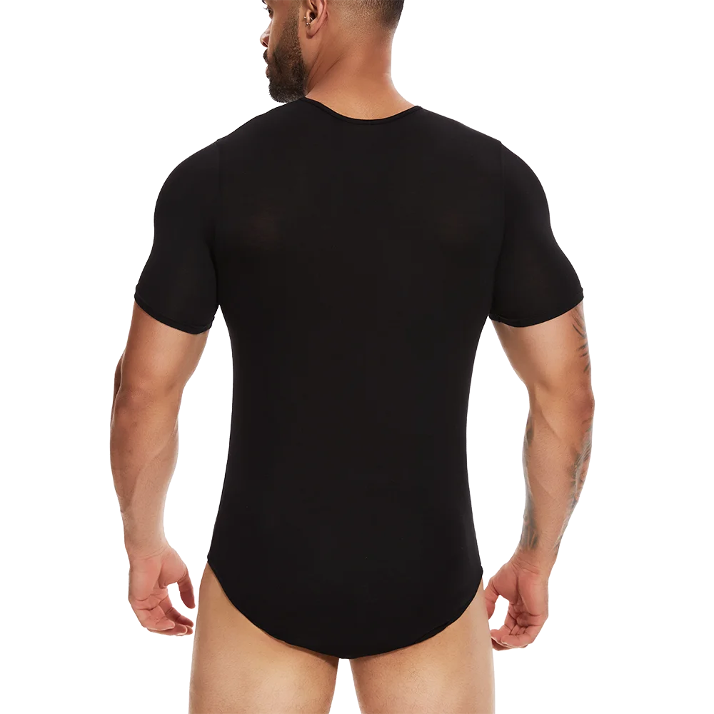 Body Moldeador de Manga Corta para Hombre – Control de Barriga y Entrenador de Cintura