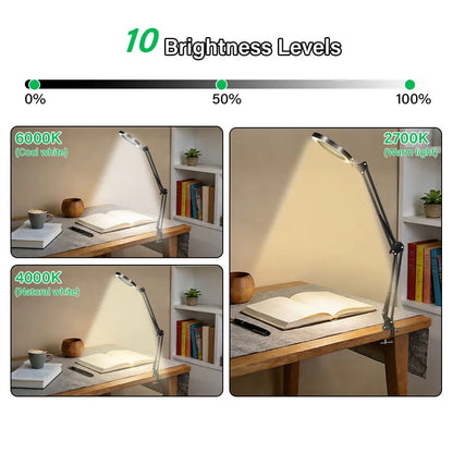 Lupa LED 72 Luces con Brazo Articulado – Aumento 8X/10X, 3 Modos de Color, USB